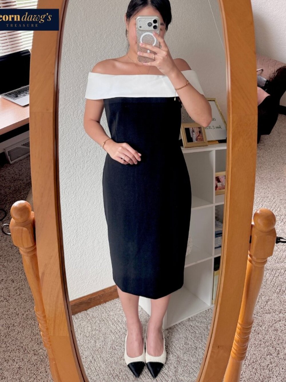 Calvin Klein Off Shoulder Sheath Dress Women's Formal Black Dress - Size 10
